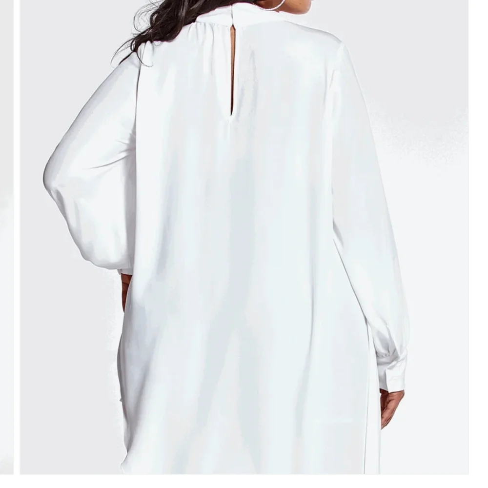 Elegant White Asymmetrical Blouse - Picture 4 of 4